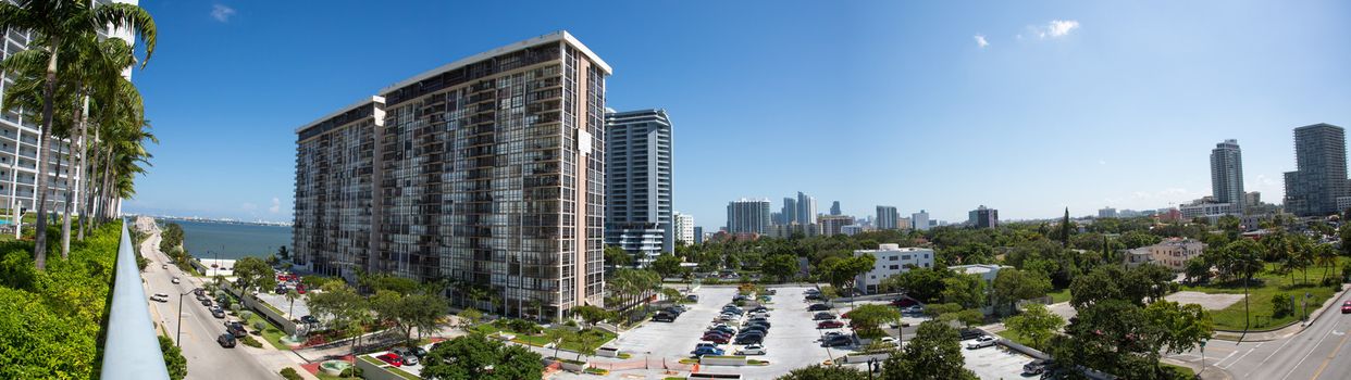 Panoramic skyline of downtown Miami, Florida.