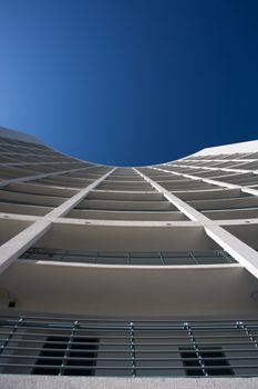 Modern Glass Architecture in Miami with a blue sky