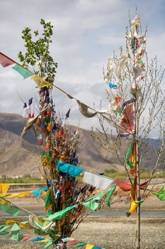 Tibetan buddhist prayer flags from Tibet in China