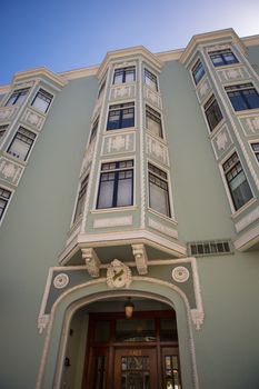 Facade of a victorian style building in San Francisco, 2012.