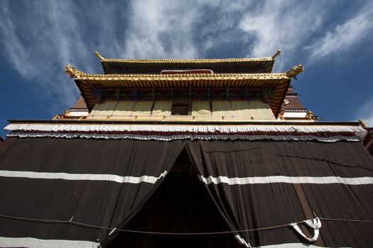 A view of the facade of the Palkhor Monastery a in Tibet Province in China