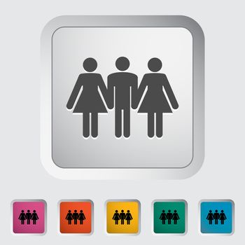 Group sex sign. Single flat icon on the button. Vector illustration.
