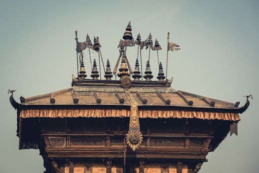 Roof of an ancient temple, Bhaktapur, Nepal