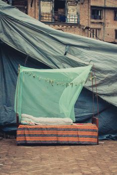 Abandoned bed in the street of Bhaktapur in Nepal, 2013.