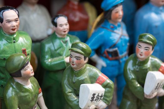 Little chinese tin slodiers found in a market in Shanghai, China 2013