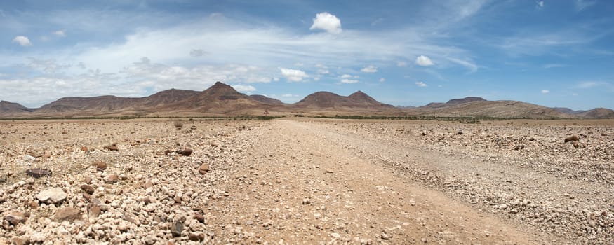 Surreal panorama of the Kaokoland game reserve, Namibia.