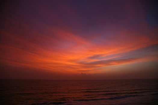 Sunset on Varkala and the Arabic Sea, India.