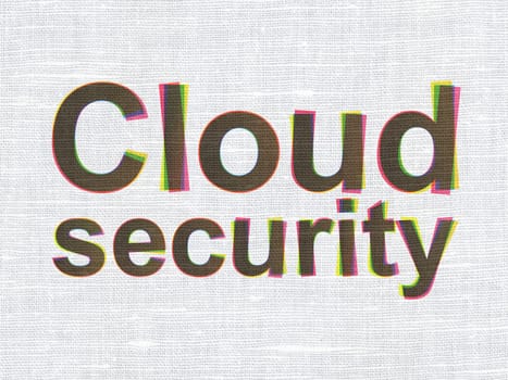 Privacy concept: CMYK Cloud Security on linen fabric texture background, 3d render