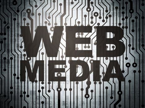 Web development concept: circuit board with  word Web Media, 3d render