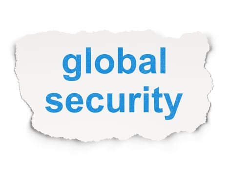 Security concept: torn paper with words Global Security on Paper background, 3d render