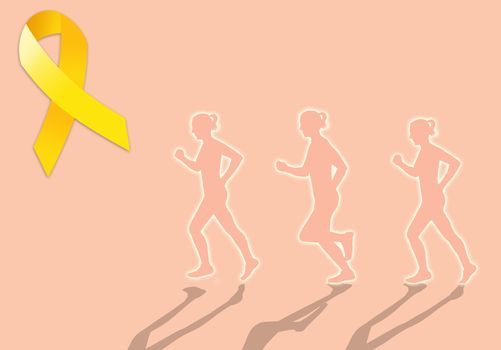 Endometriosis march with yellow ribbon