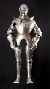 Armour of the medieval knight. Metal protection of the soldier against the weapon of the opponent