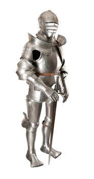 Armour of the medieval knight. Metal protection of the soldier against the weapon of the opponent