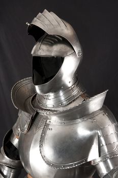 Armour of the medieval knight. Metal protection of the soldier against the weapon of the opponent