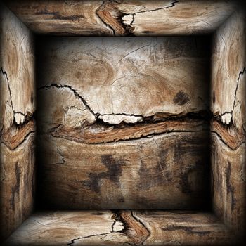 abstract 3d wood backdrop, empty wooden box