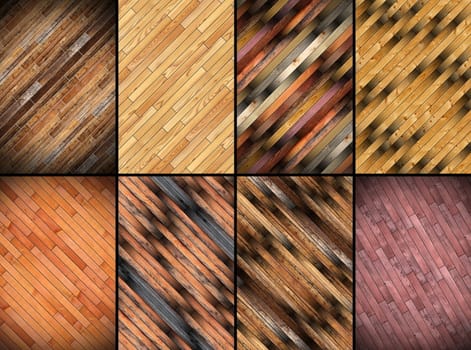 collage of eight wooden parquet patterns for your design