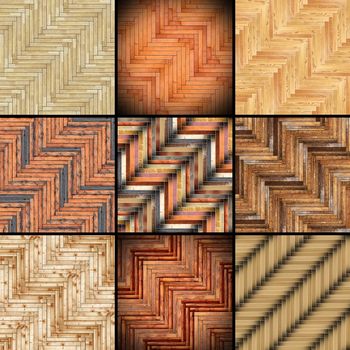 collection of different wooden  parquet designs put together