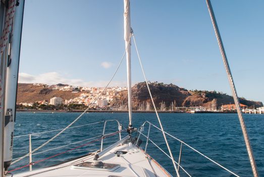 Entering Marina San Sebastian, La Gomera, Canary Islands