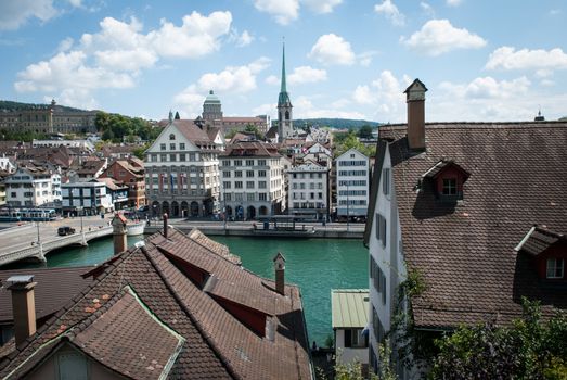 The view of Limmat embankment in Zurich