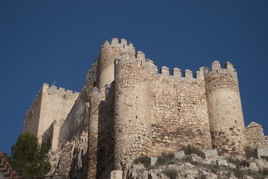 Medieval castle on a hill in Almanza, Spain