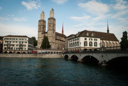 The view if Limmat embankment in Zurich