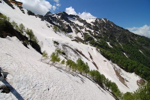 Mountains near Sochi before the Olympic games objects building