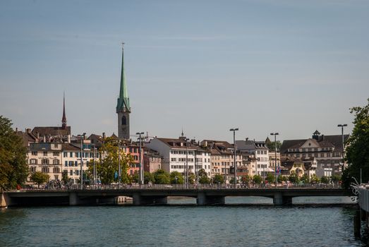 The view of Limmat embankment in Zurich