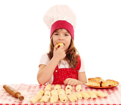 little girl cook eat roll 