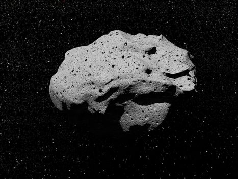 Close up on an asteroid in the universe