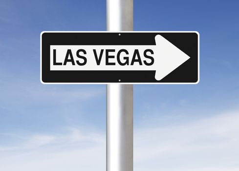 A modified one way sign indicating Las Vegas (USA)