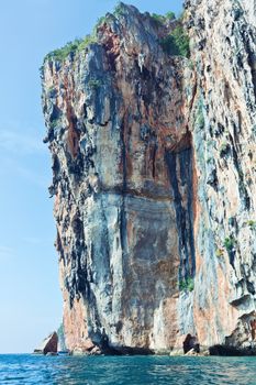 Beautiful rock in  Phi Phi Ley islands  in Thailand 