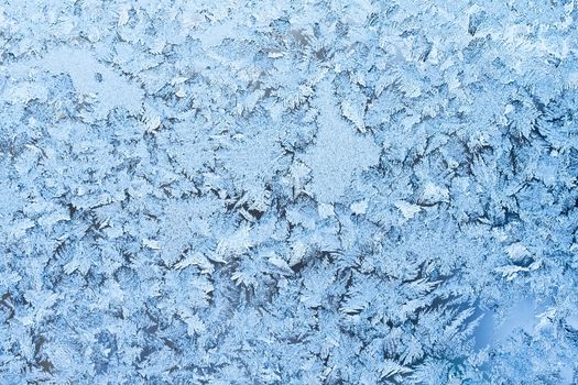 Beautiful pattern of frost on  winter window