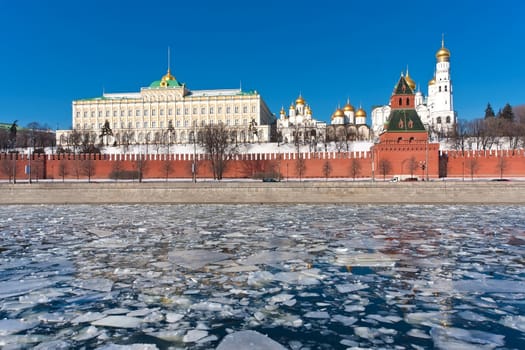 Beautiful view of  Moscow Kremlin and Moskva river, Russia