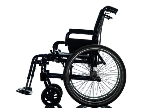 one wheelchair in silhouette studio on white background