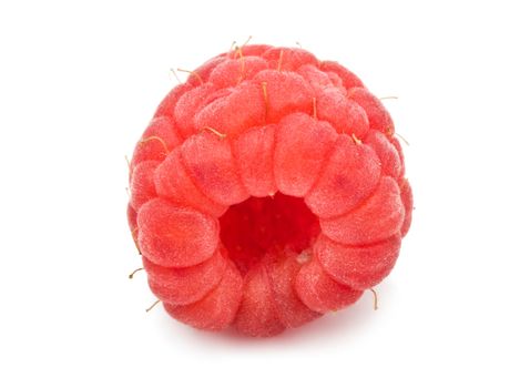 Ripe red raspberry isolated on white background