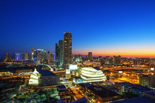 View of Miami downtown at night
