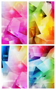 Set of four vertical colorful abstract backgrounds