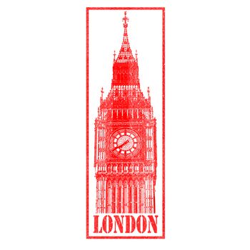 Big Ben/London red rubber Stamp.