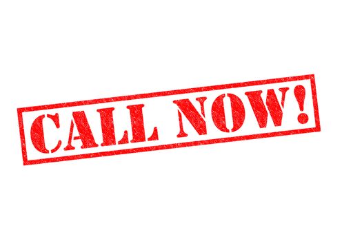 CALL NOW! red Rubber stamp over a white background.