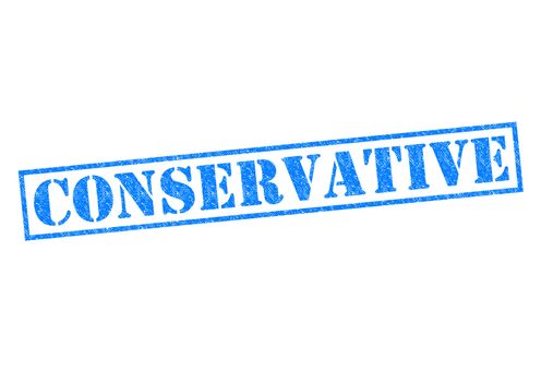 CONSERVATIVE blue Rubber Stamp over a white background.