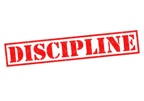 DISCIPLINE red Rubber Stamp over a white background.