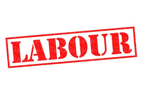 LABOUR red Rubber Stamp over a white background.