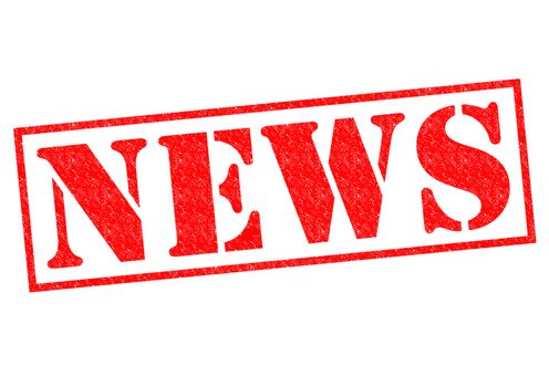 NEWS red Rubber Stamp over a white background.