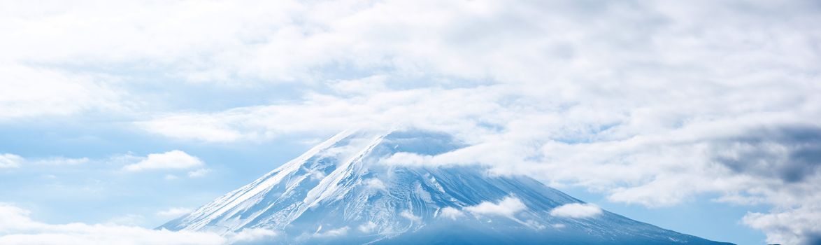 Panorama of Mountain Fuji fujisan from yamanaka lake at Yamanashi Japan