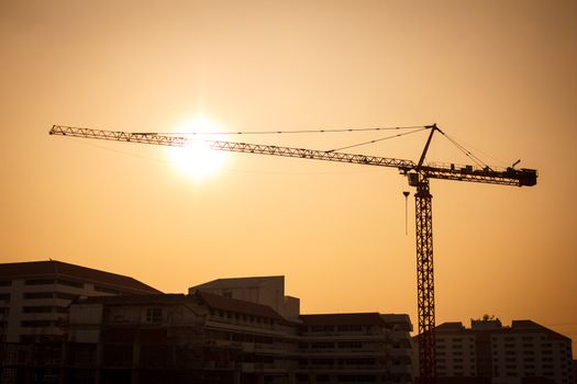 Cranes construction silhouette