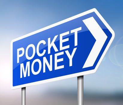 Illustration depicting a sign with a pocket money concept.