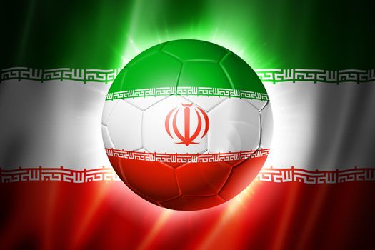 3D soccer ball with Iran team flag, world football cup Brazil 2014