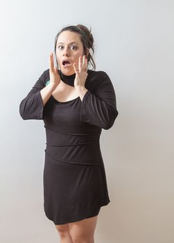 thirty something woman with surprise expression