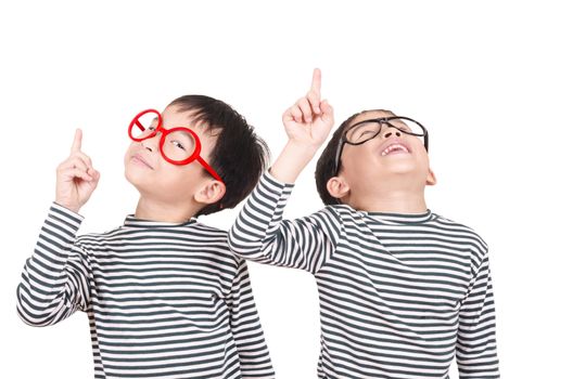 Two brother  smiling on white background