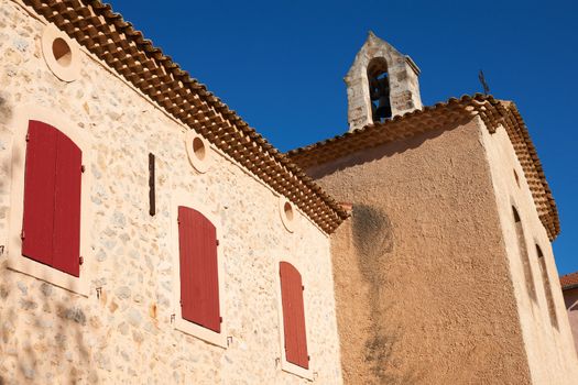 The facade of city hall in Saint Antonin sur Bayon, near Aix en Provence, France